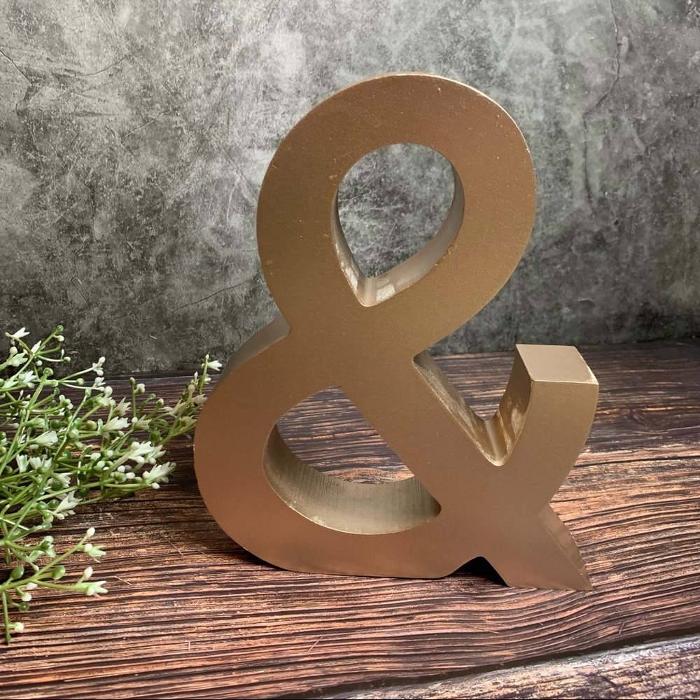 Gold Wooden Ampersand Symbol Decor